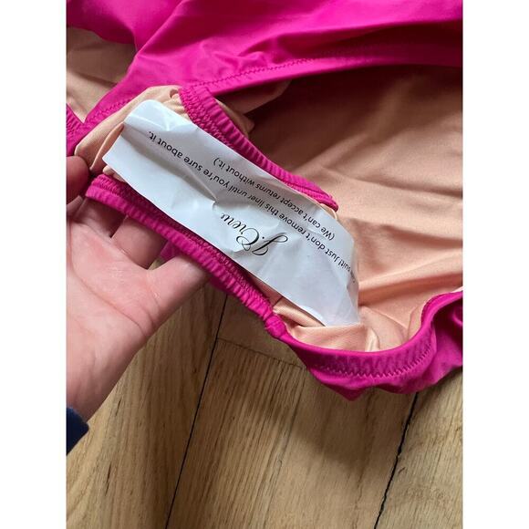 NWT J. Crew Pink Fushia One Piece Swim Suit Ruched Ruffle V Neck Women's 24 - Picture 8 of 9